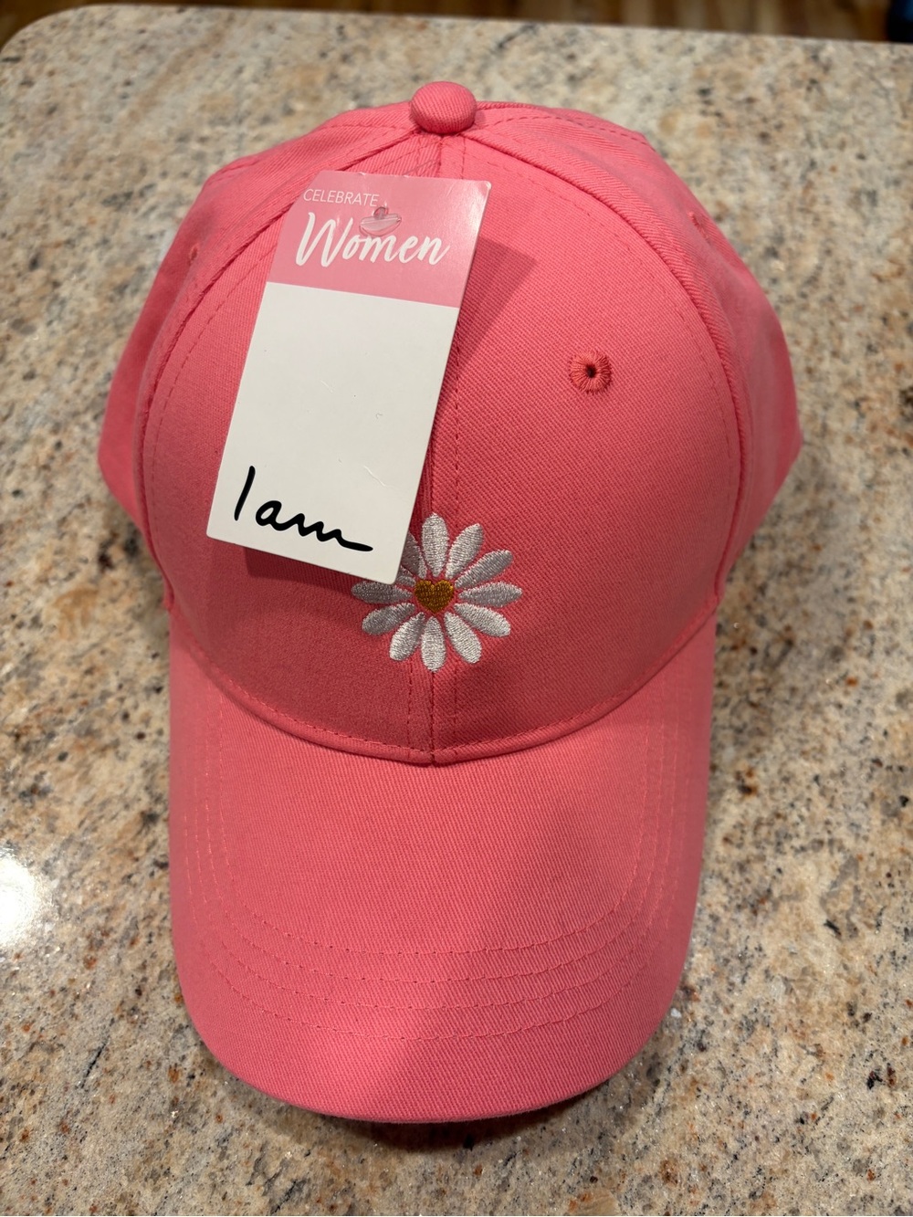 Pink Daisy Embroidered Baseball Cap for Women - brand new